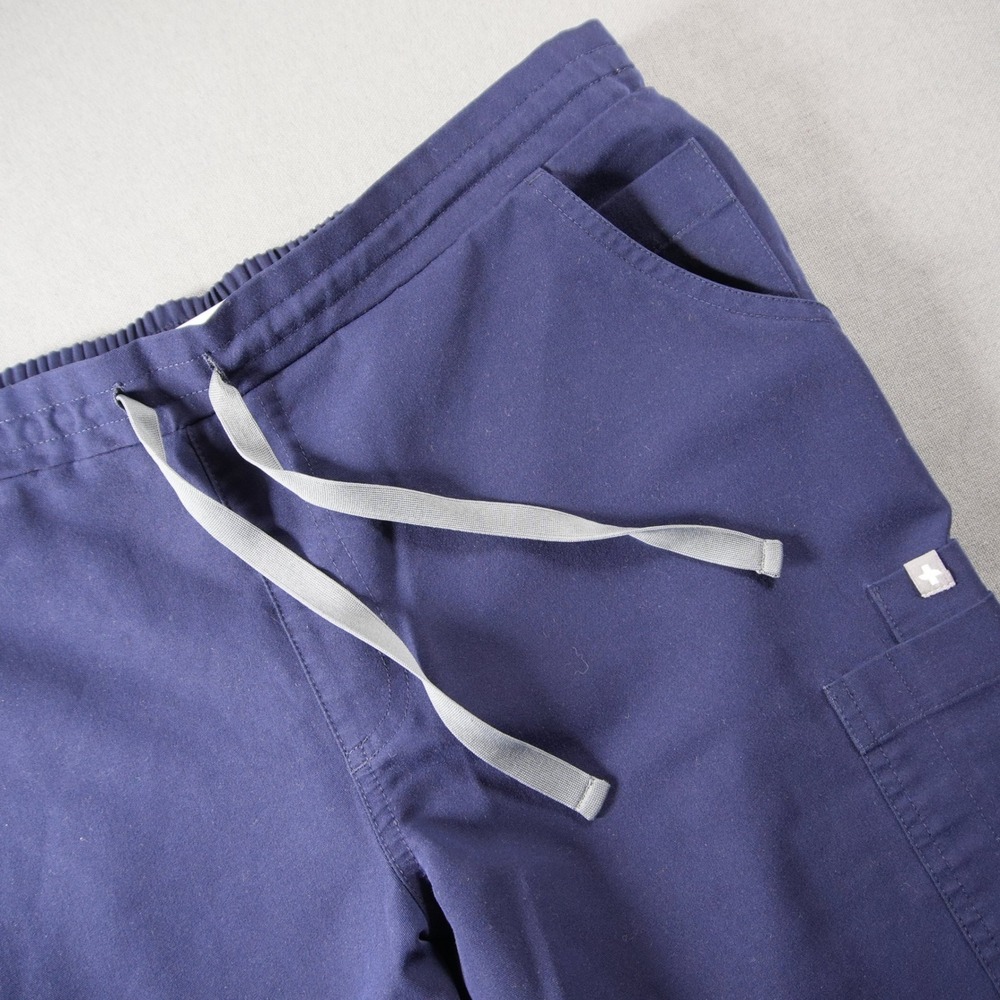 FIGS Straight Leg Skinny Drawstring Cargo Women Scrub Pants M Blue Medical - Picture 1 of 13